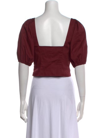 Staud Square Neckline Short Sleeve Crop Top