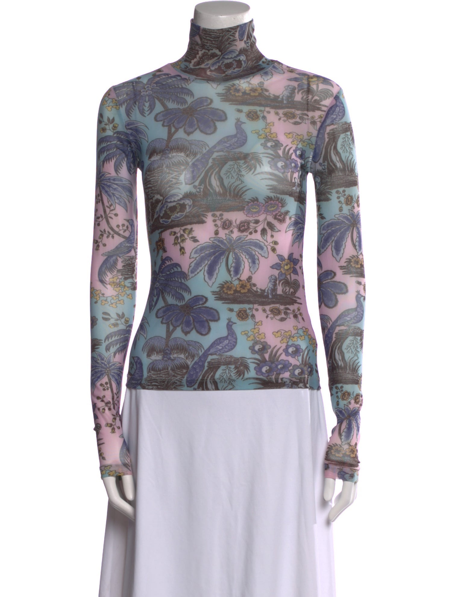 Staud Paisley Print Turtleneck Top