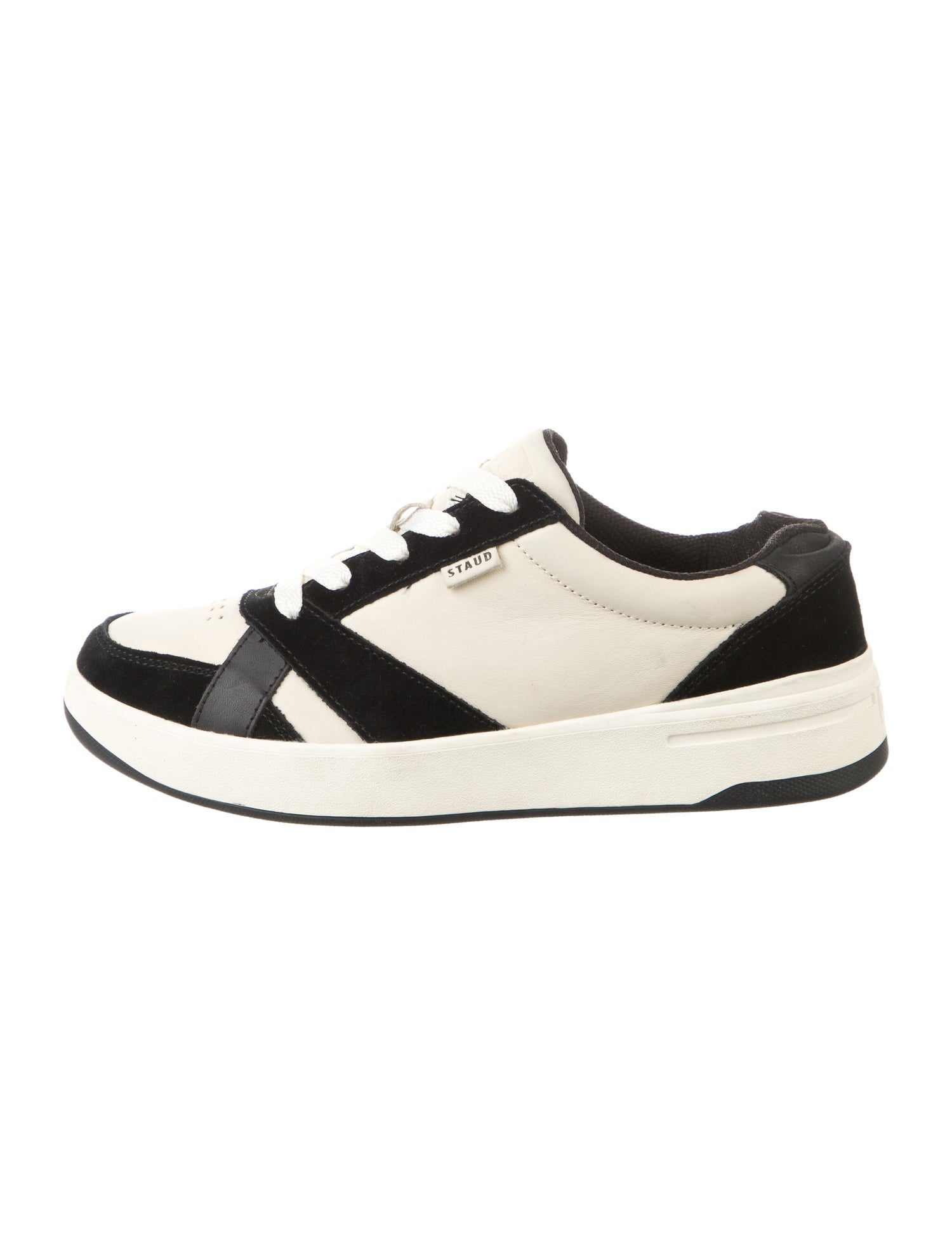Staud Leather Colorblock Pattern Sneakers