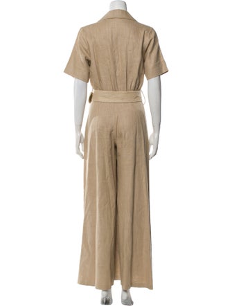 Staud Linen V-Neck Jumpsuit