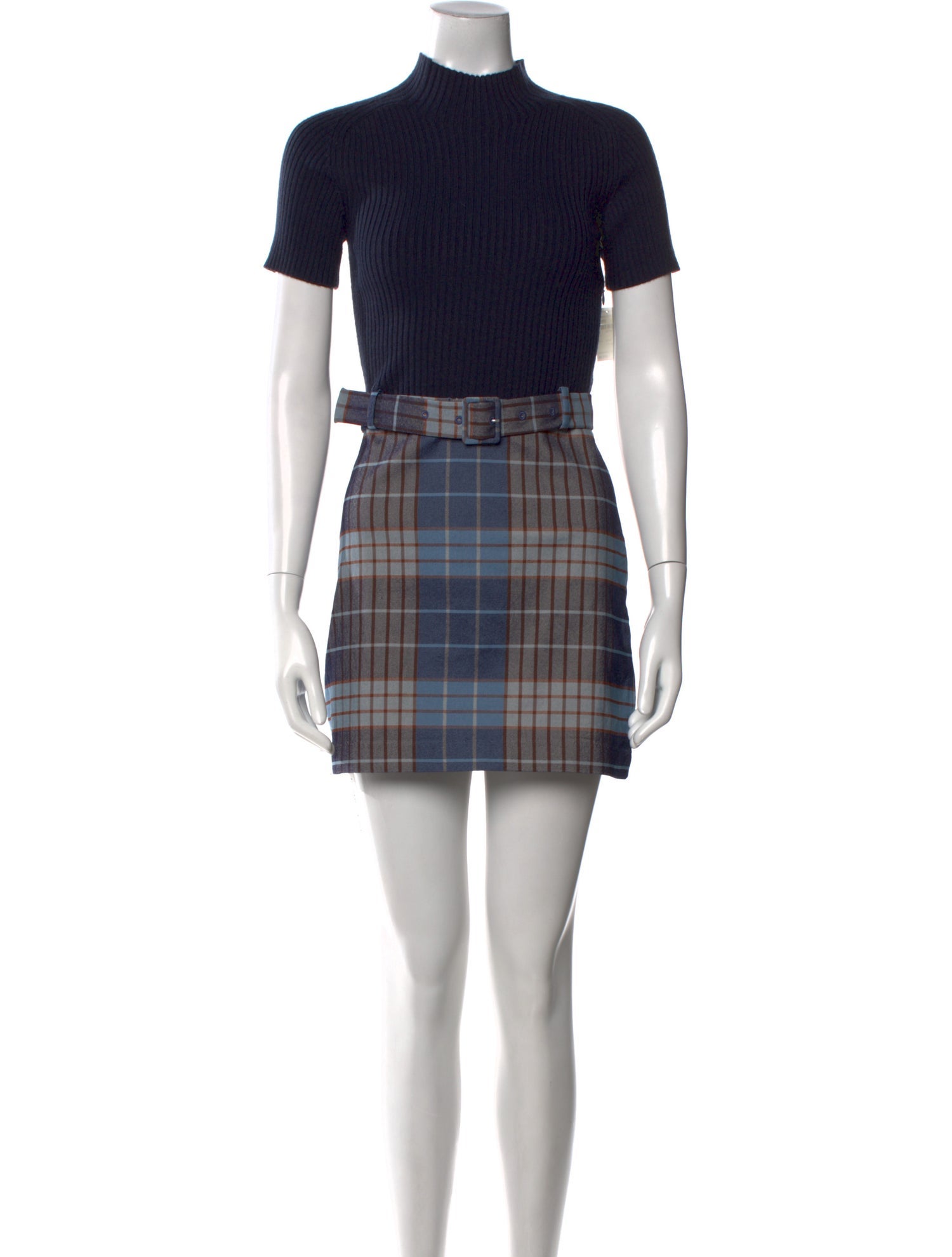 Staud Plaid Print Mini Dress