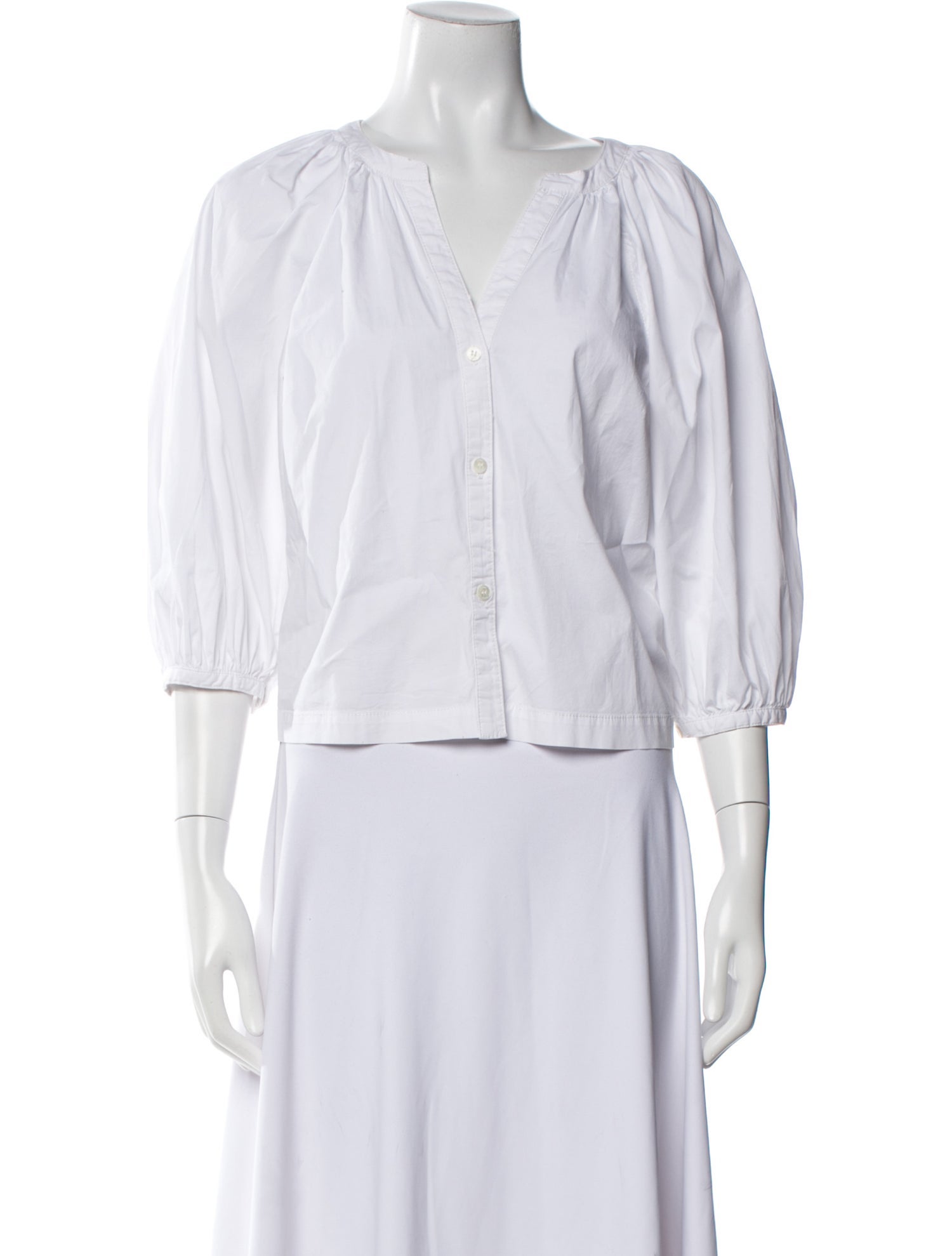 Staud V-Neck Three-Quarter Sleeve Crop Top