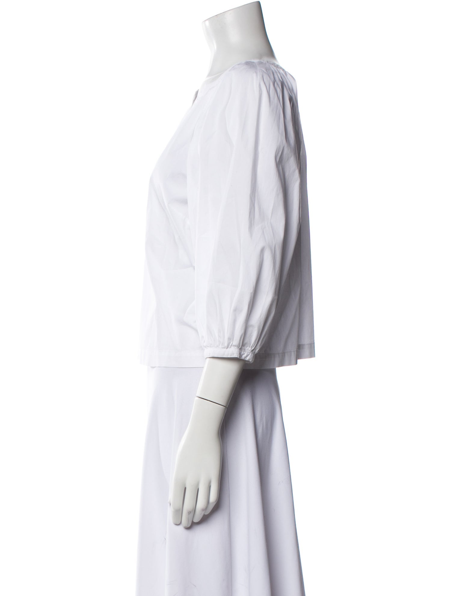 Staud V-Neck Three-Quarter Sleeve Crop Top