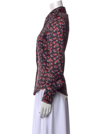 Staud Floral Print Long Sleeve Button-Up Top