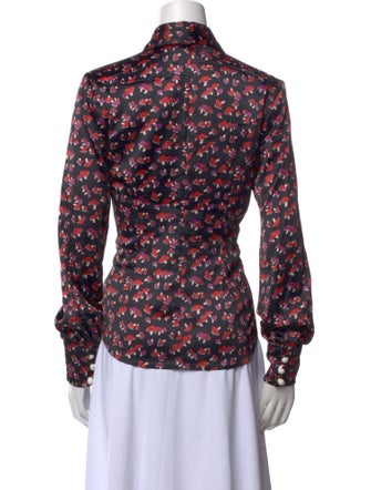 Staud Floral Print Long Sleeve Button-Up Top