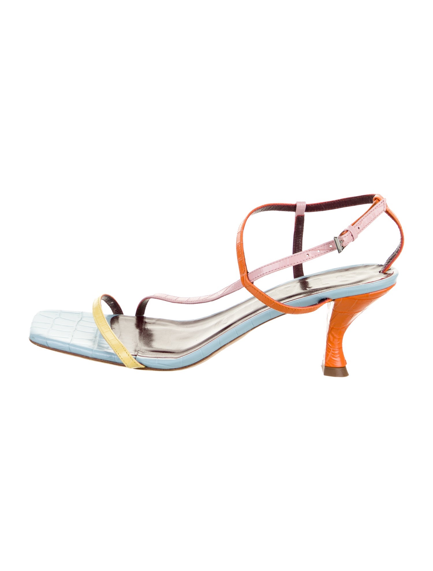 Staud Leather Colorblock Pattern Sandals