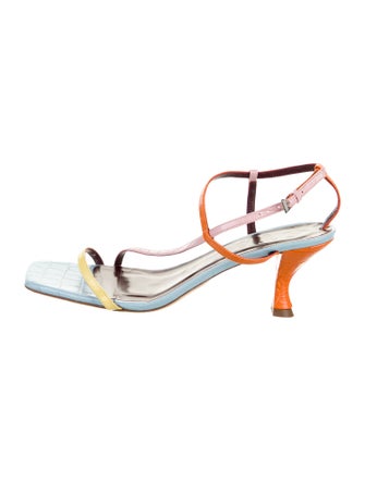 Staud Leather Colorblock Pattern Sandals