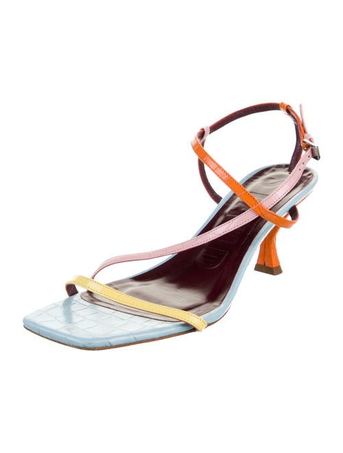 Staud Leather Colorblock Pattern Sandals