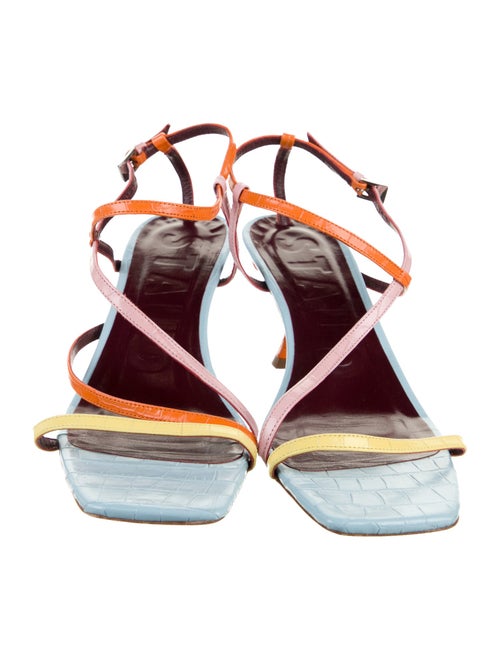 Staud Leather Colorblock Pattern Sandals