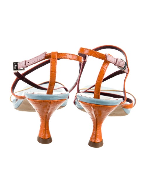 Staud Leather Colorblock Pattern Sandals