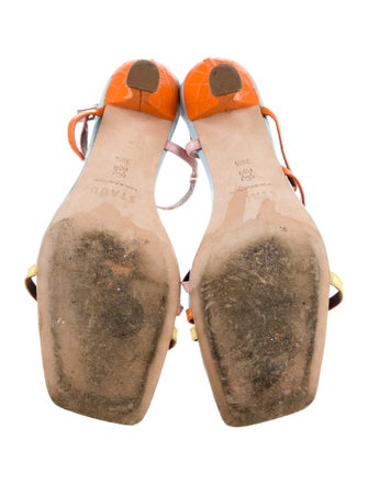Staud Leather Colorblock Pattern Sandals