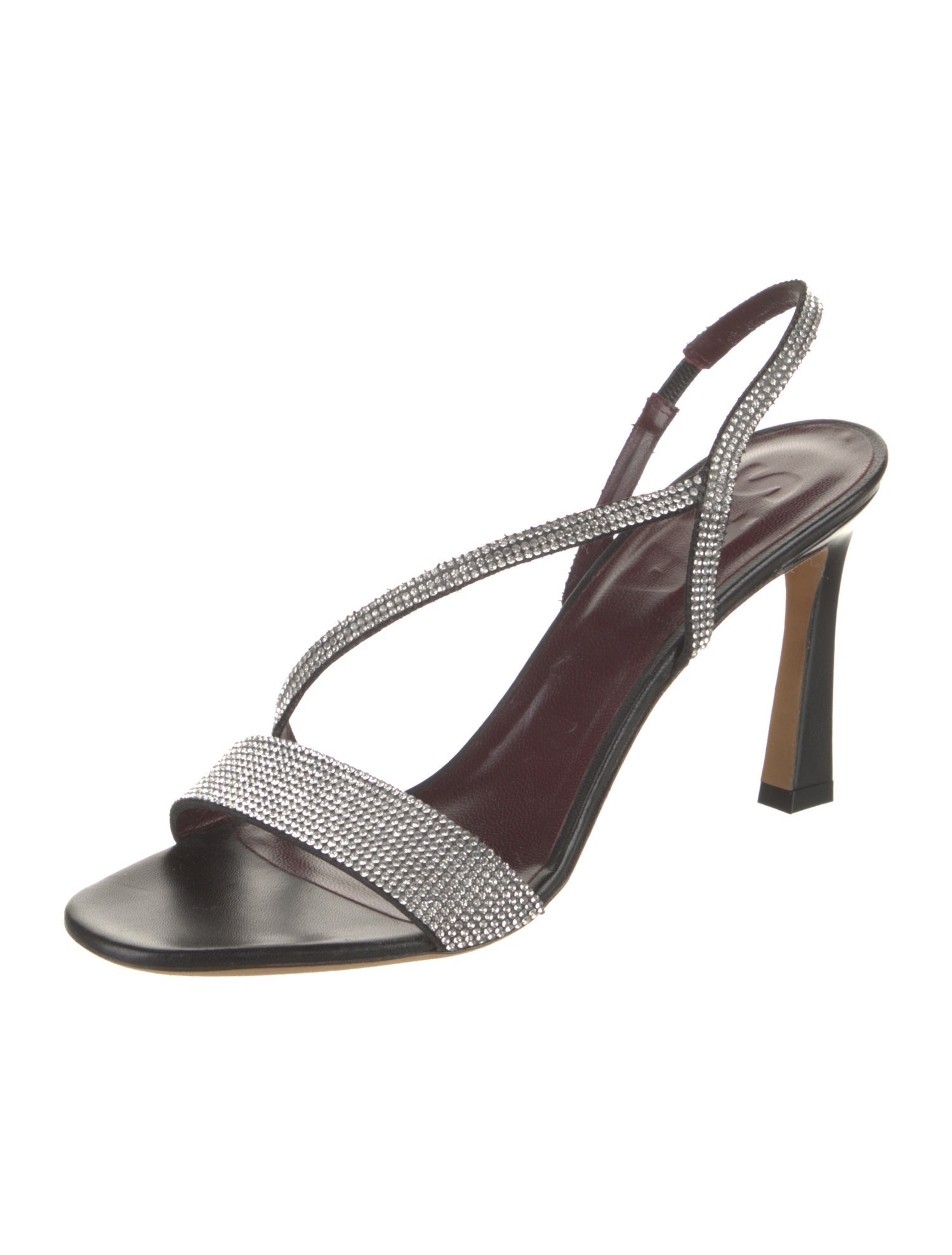 Staud Leather Crystal Embellishments Slingback Sandals