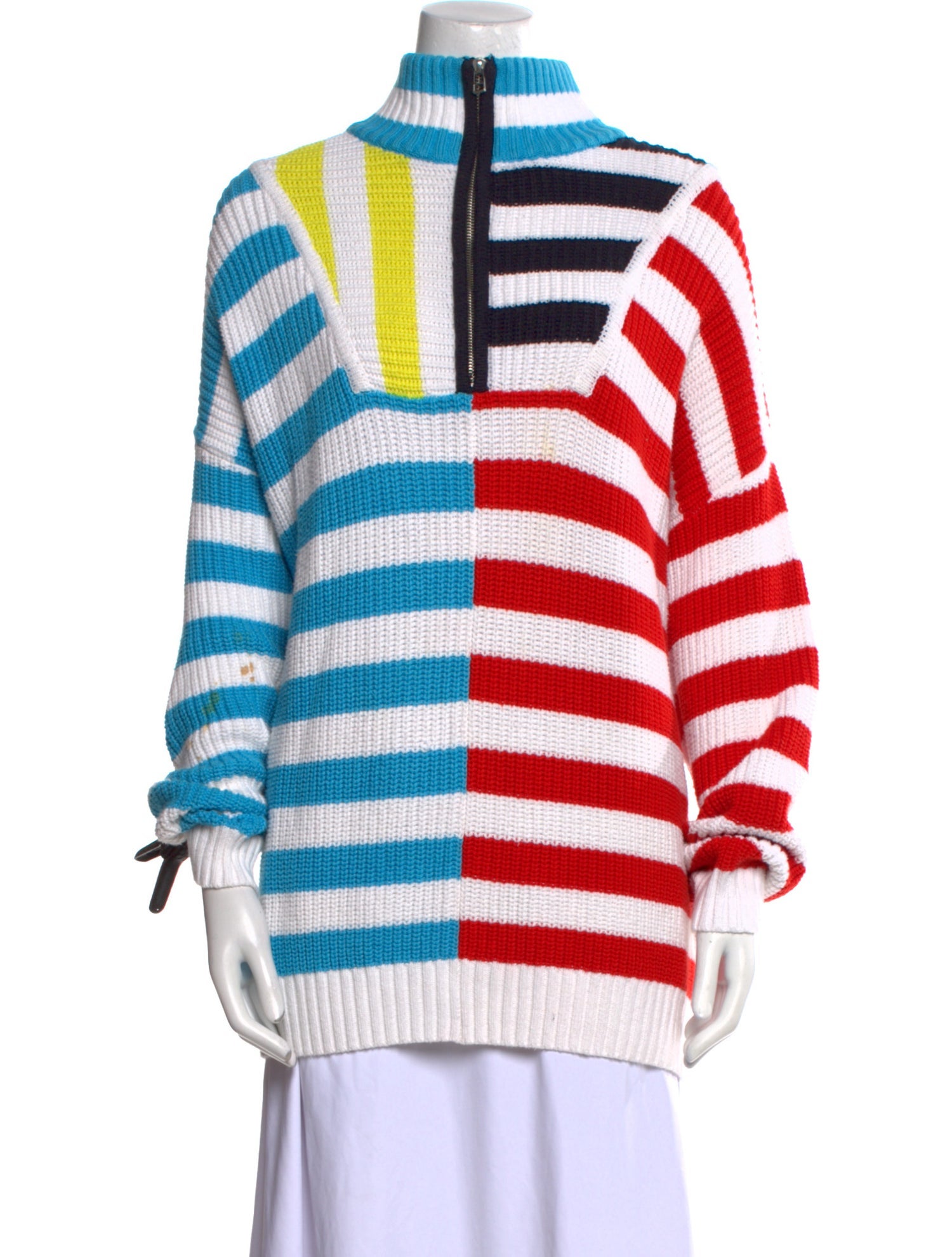 Staud Striped Mock Neck Sweater