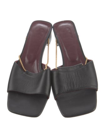 Staud Leather Chain-Link Accents Slides
