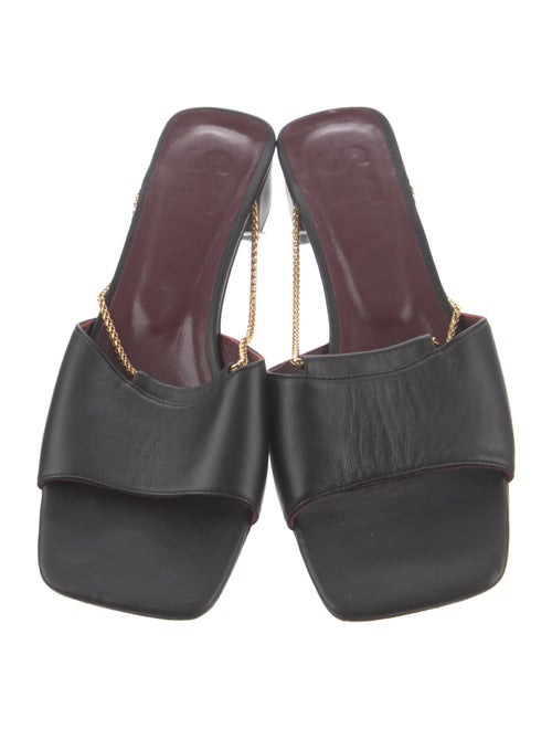 Staud Leather Chain-Link Accents Slides
