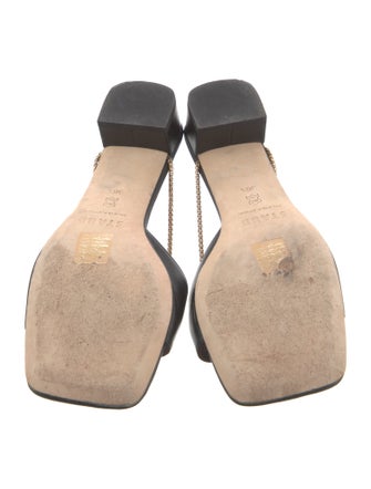 Staud Leather Chain-Link Accents Slides