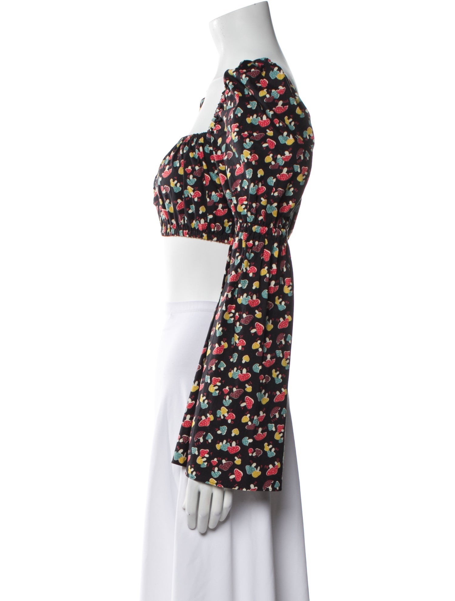 Staud Floral Print Square Neckline Crop Top