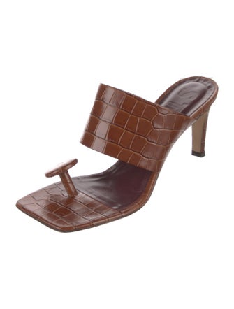 Staud Embossed Leather Slides