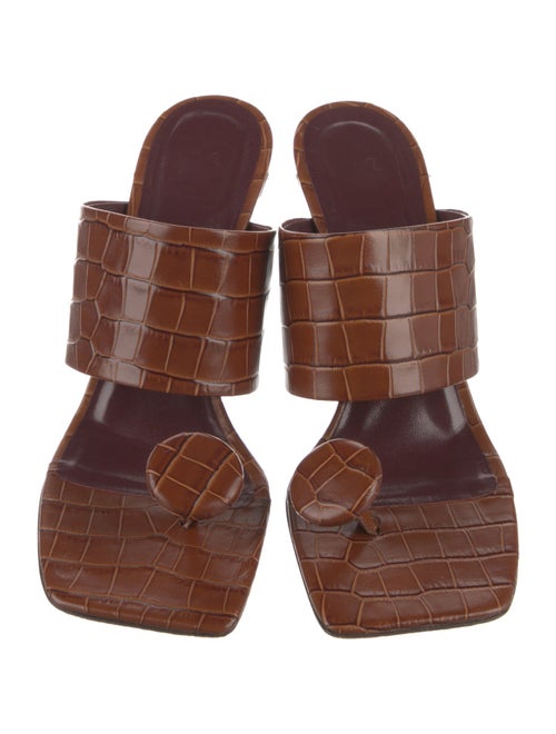 Staud Embossed Leather Slides