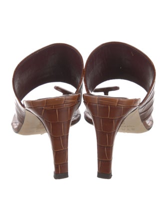 Staud Embossed Leather Slides