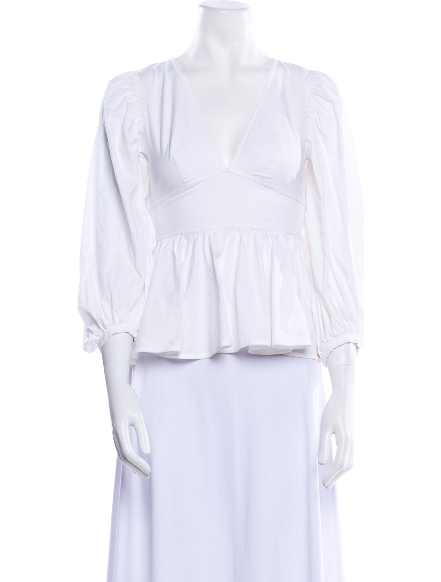 Staud V-Neck Three-Quarter Sleeve Crop Top