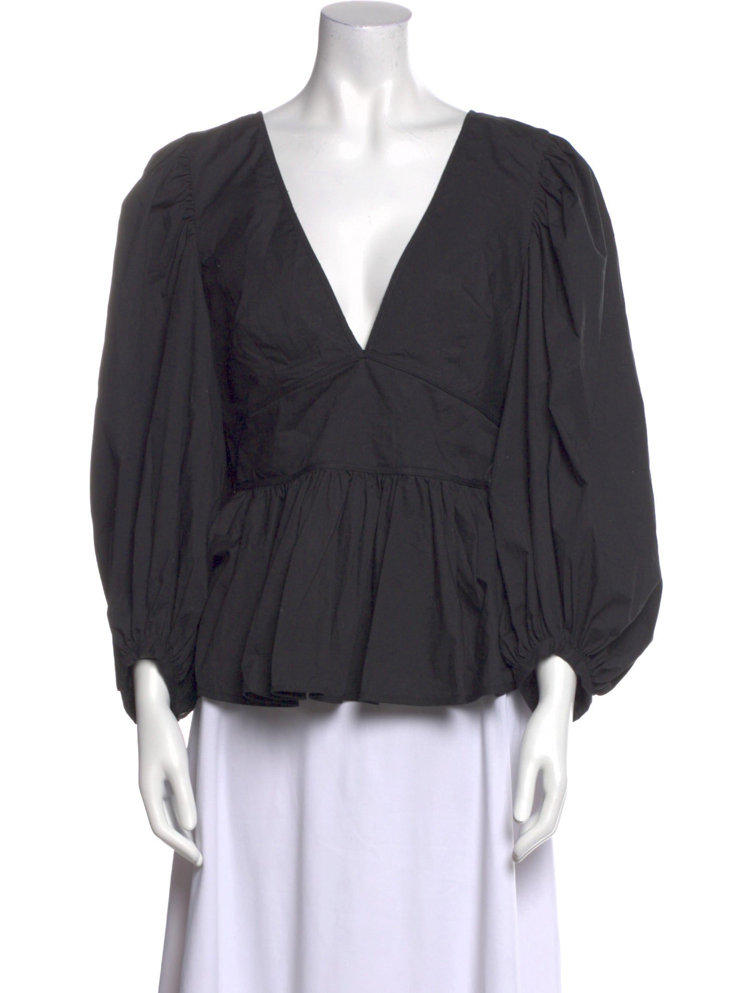 Staud V-Neck Three-Quarter Sleeve Blouse