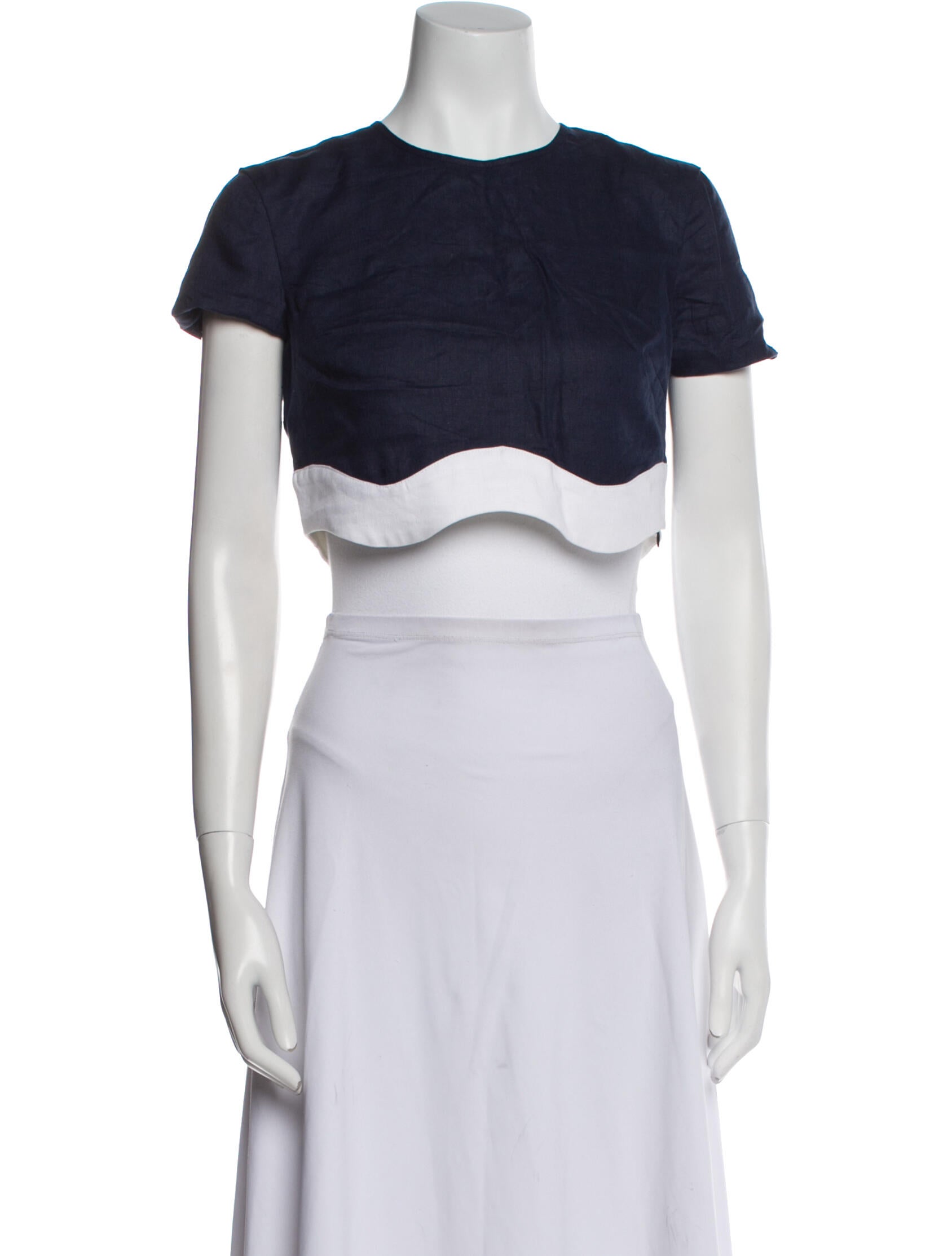 Staud Linen Crew Neck Crop Top