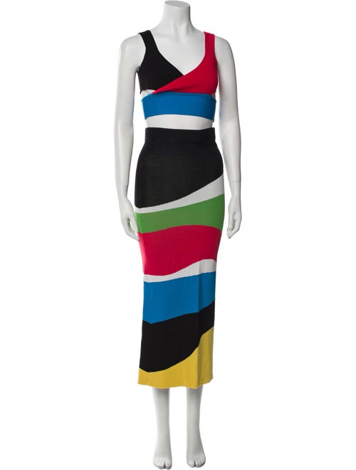 Staud Colorblock Pattern Cutout Accent Skirt Set