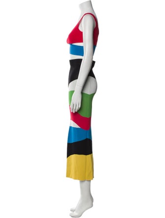 Staud Colorblock Pattern Cutout Accent Skirt Set