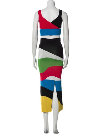 Staud Colorblock Pattern Cutout Accent Skirt Set