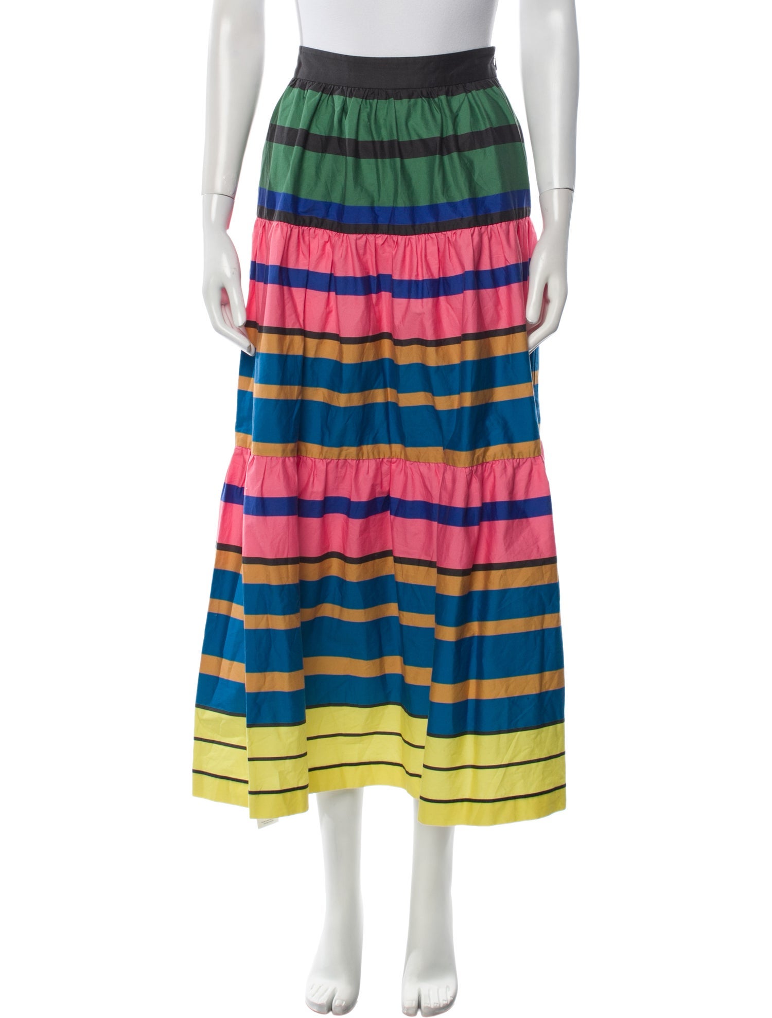 Staud Striped Midi Length Skirt