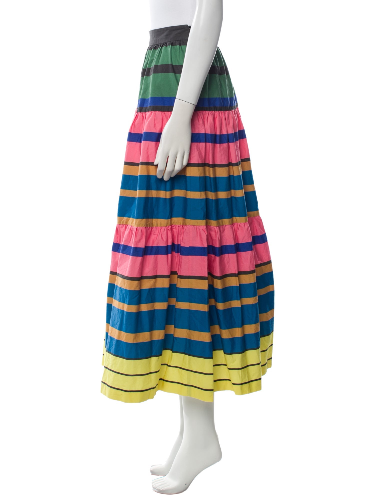 Staud Striped Midi Length Skirt