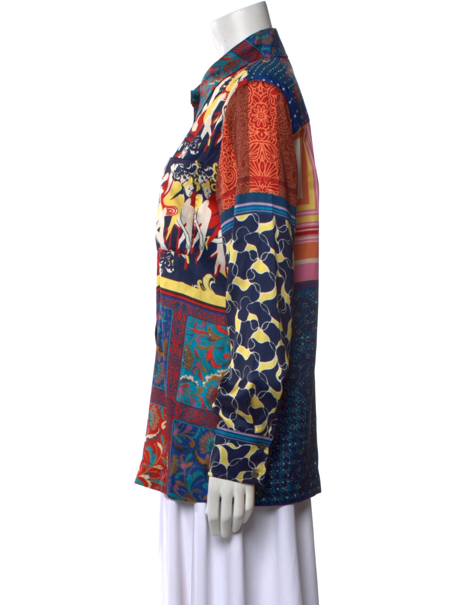 Staud Printed Long Sleeve Button-Up Top