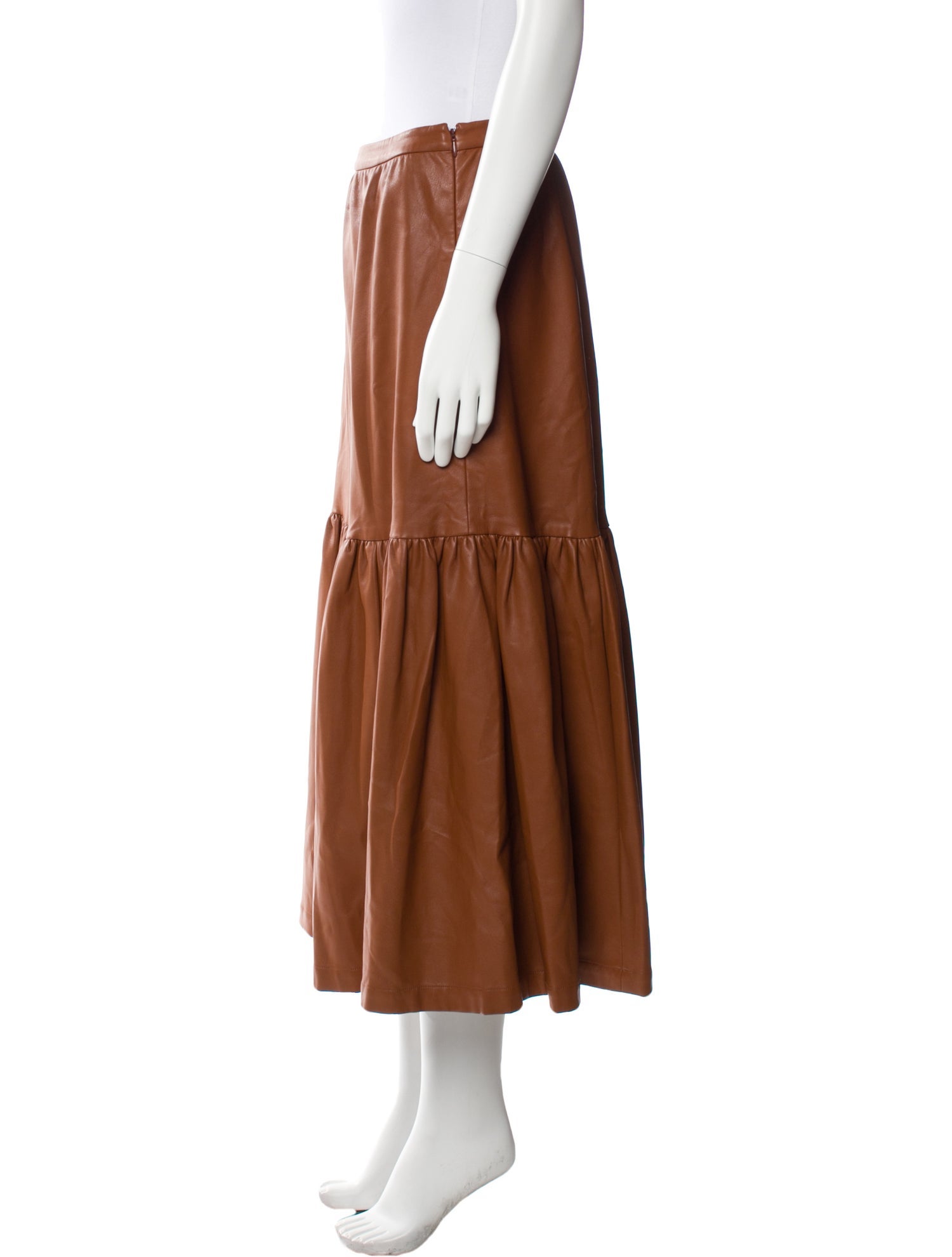 Staud Pleated Accents Midi Length Skirt