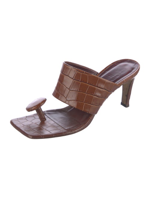 Staud Embossed Leather Slides