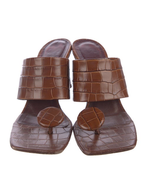 Staud Embossed Leather Slides