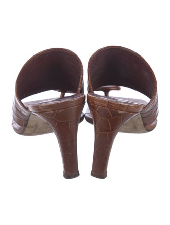 Staud Embossed Leather Slides