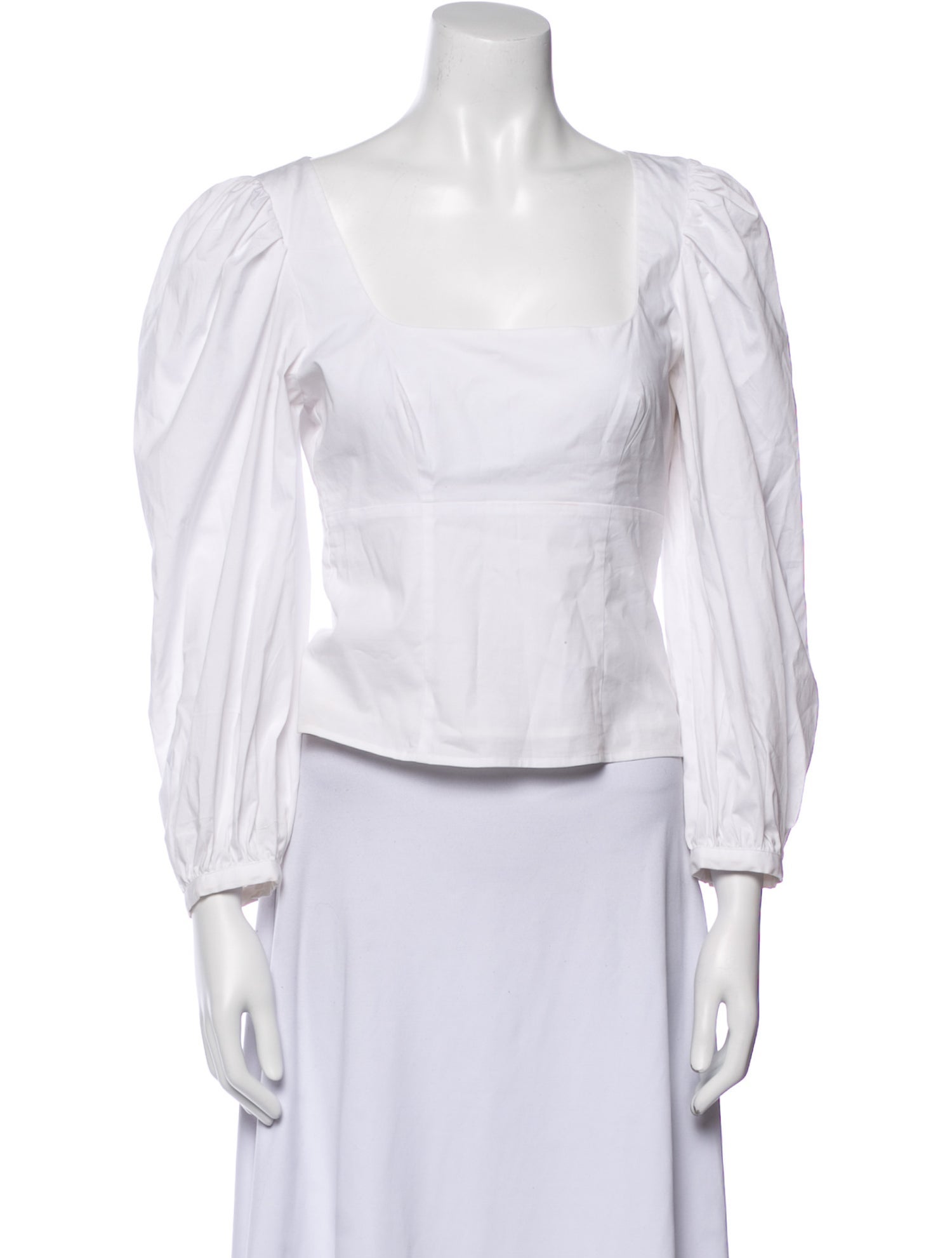 Staud Square Neckline Three-Quarter Sleeve Crop Top