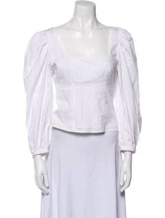 Staud Square Neckline Three-Quarter Sleeve Crop Top