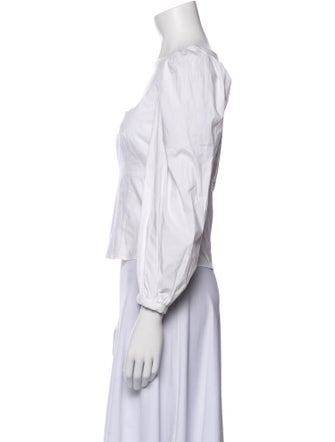 Staud Square Neckline Three-Quarter Sleeve Crop Top