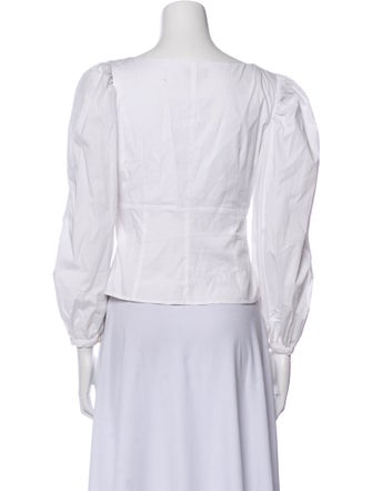 Staud Square Neckline Three-Quarter Sleeve Crop Top