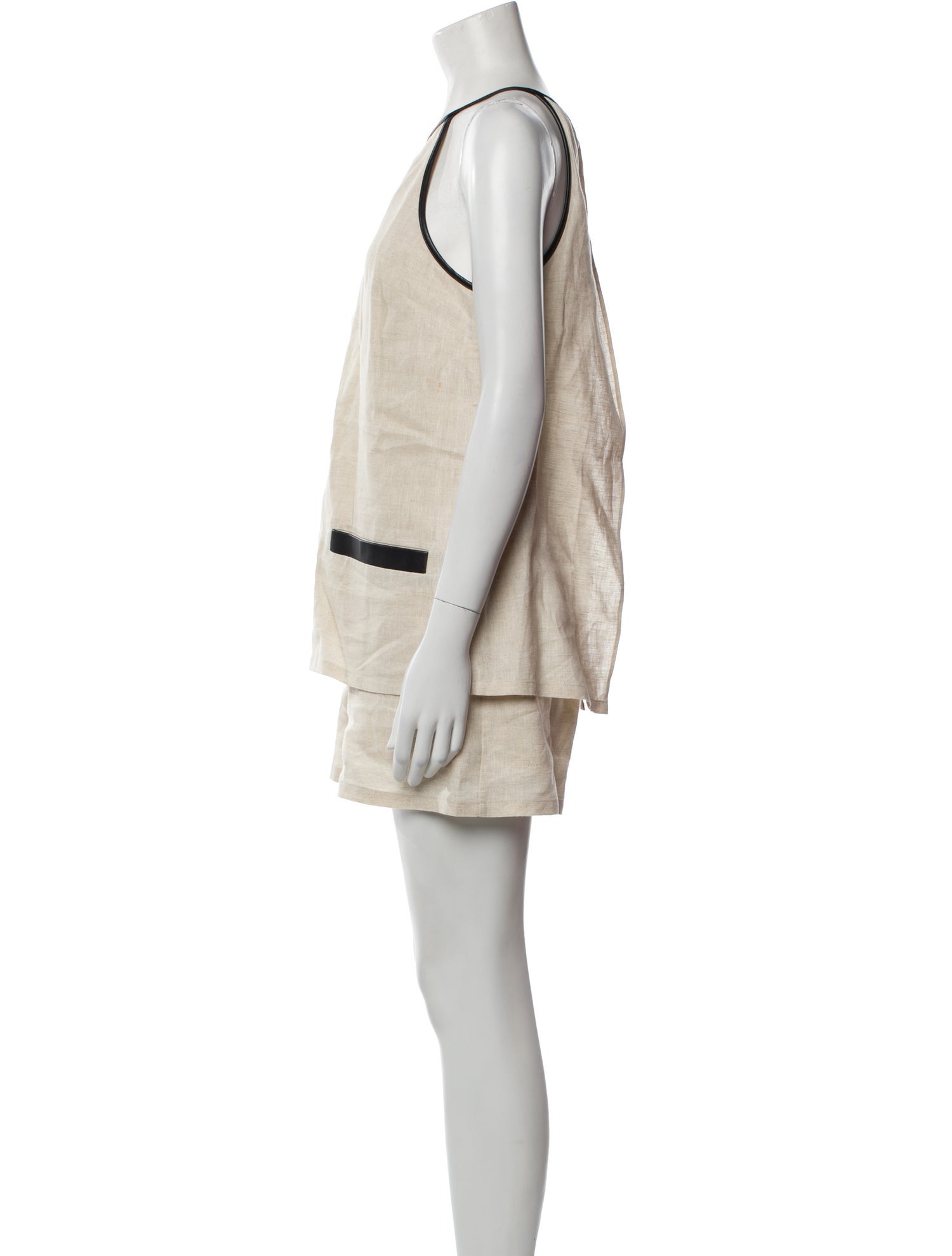 Staud Linen Colorblock Pattern Romper