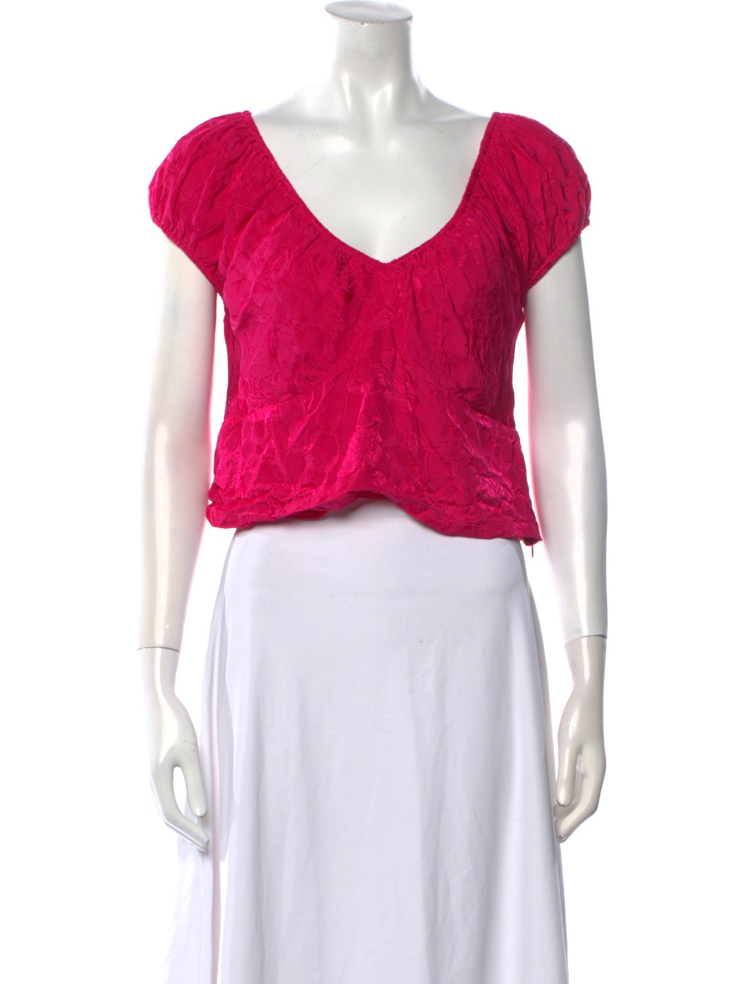 Staud V-Neck Short Sleeve Crop Top