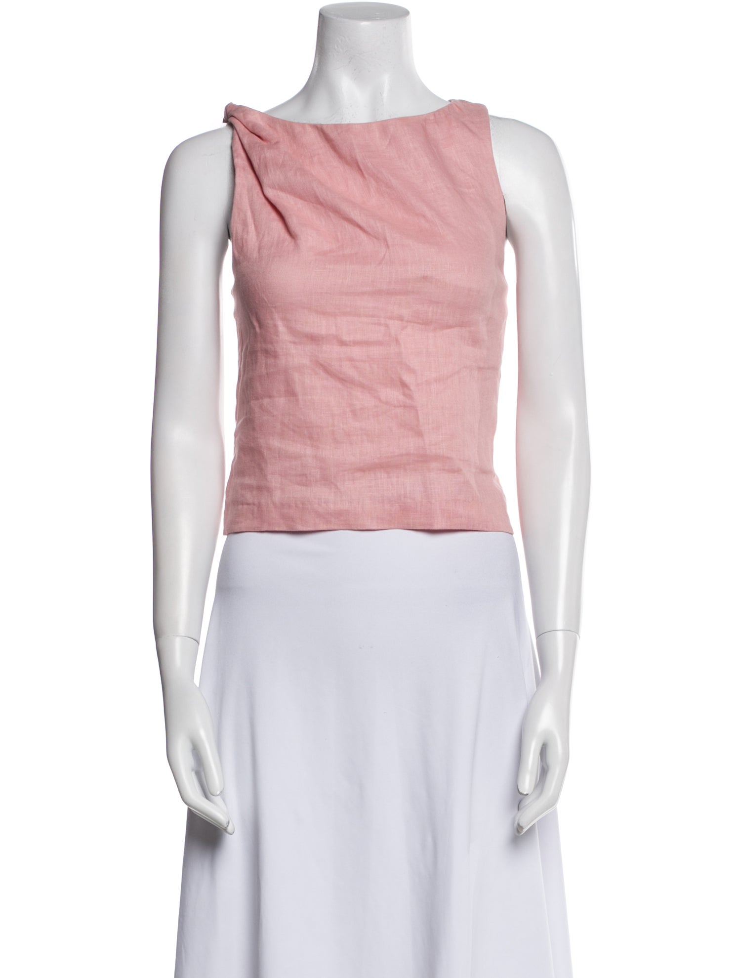 Staud Linen Bateau Neckline Crop Top