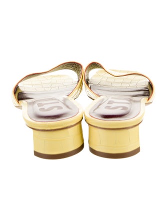 Staud Embossed Leather Slides