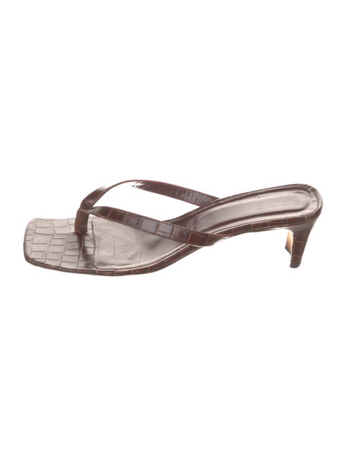 Staud Embossed Leather Flip Flops
