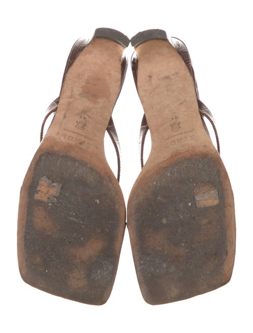 Staud Embossed Leather Flip Flops