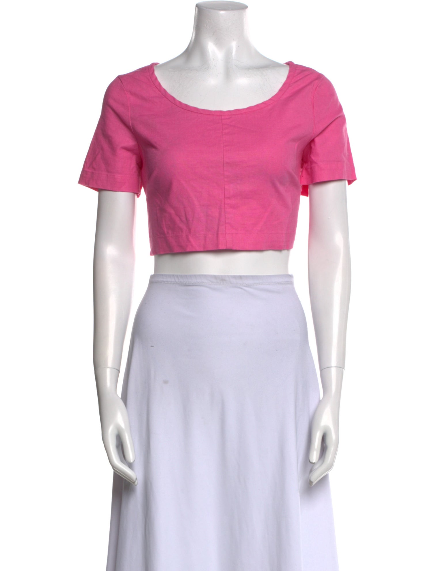 Staud Bateau Neckline Short Sleeve Crop Top