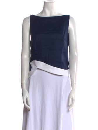 Staud Linen Bateau Neckline Crop Top