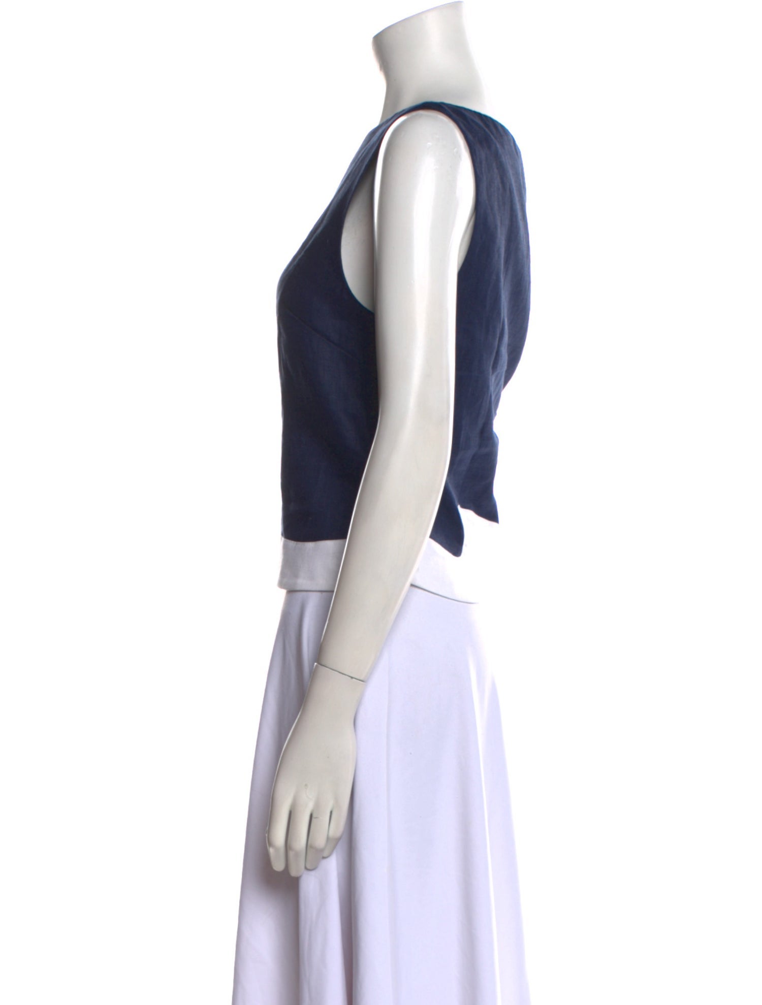 Staud Linen Bateau Neckline Crop Top